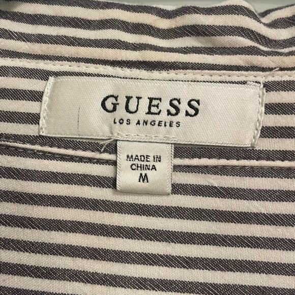 Guess Shirt Button Down Long Sleeve Stripe Size Medium - Picture 3 of 4